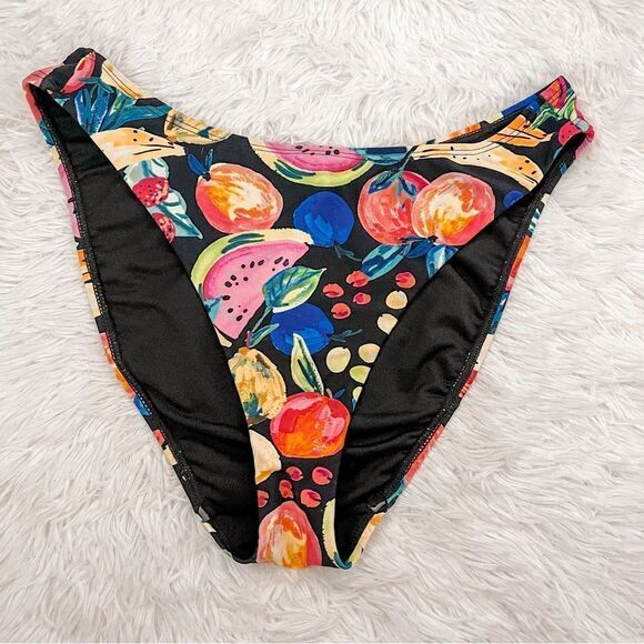 Show Me Your Mumu Black Fruity Print Monterey Swim Bikini Bottoms SZ S NWOT - Picture 2 of 9